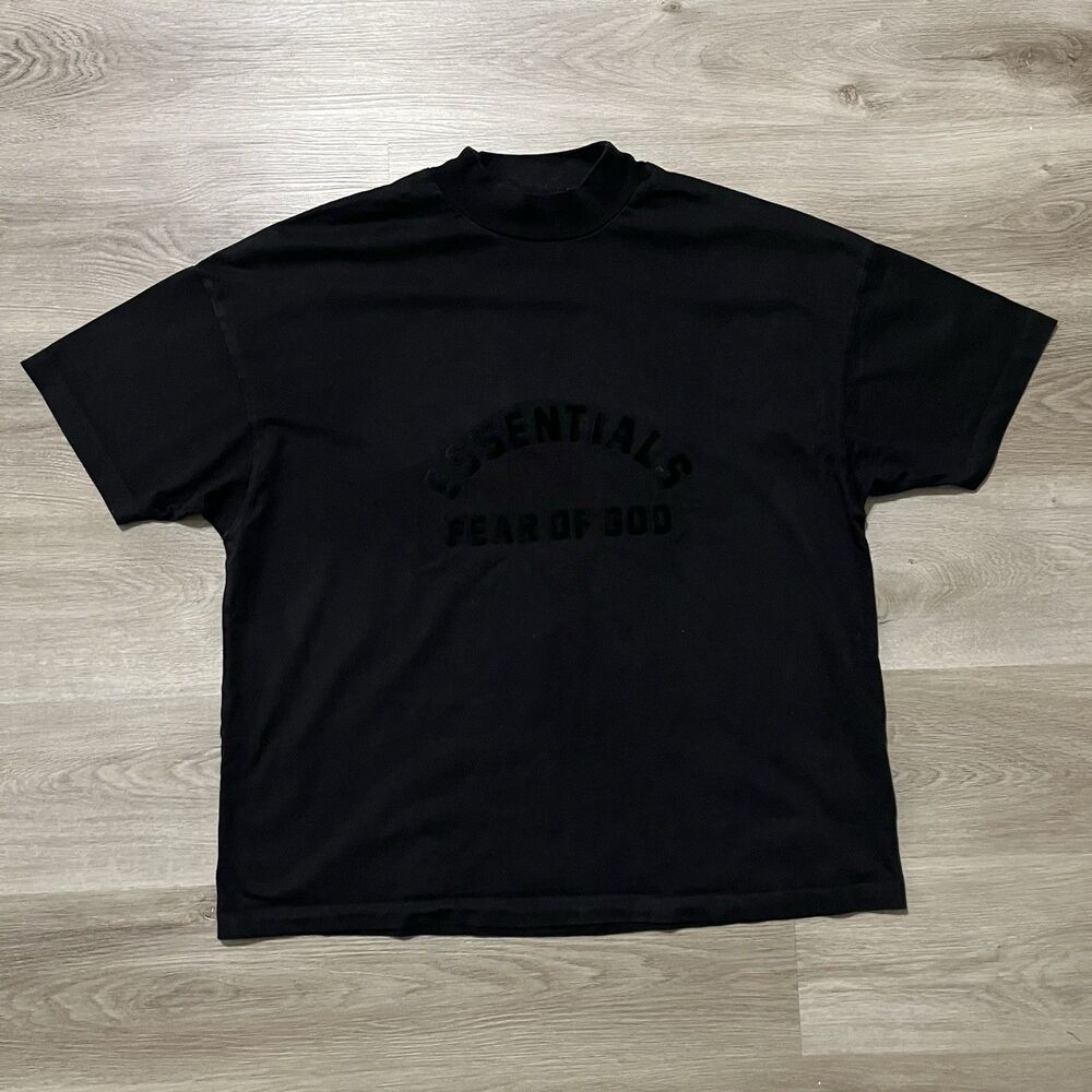Fear of God Essentials Jet Black Arch Logo Mock Neck T-Shirt Size XS